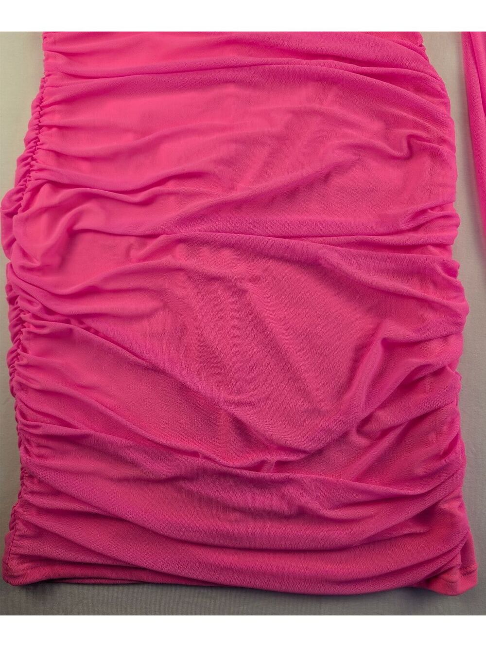 Anrabess Pink One-Shoulder Ruched Bodycon Dress with Long Sleeve - Picture 9 of 9